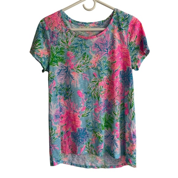 Lilly Pulitzer Etta Scoop Neck Top in Celestial Blue Cay To My Heart, Size M - Picture 4 of 9